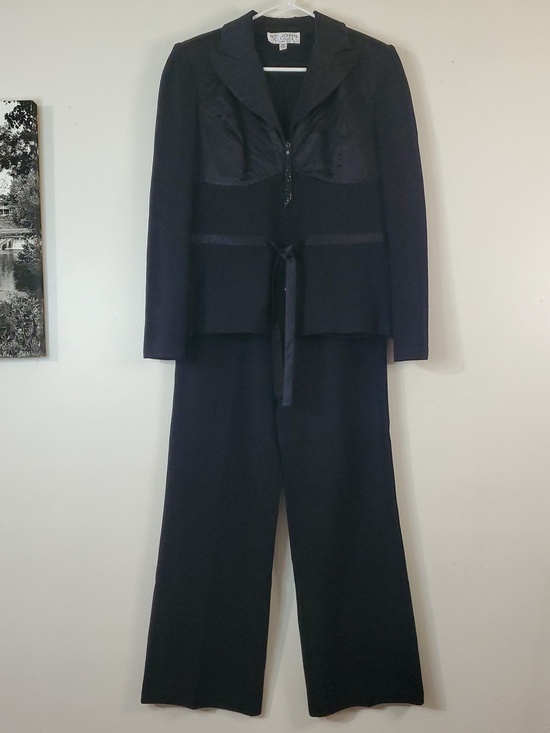 St. John Jackets & Blazers - Vintage St.John Evening Black Sweater Knit Suit Size 10 Pants & Jacket